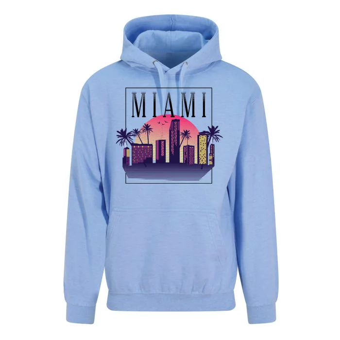 Miami Florida Retro Skyline Unisex Surf Hoodie