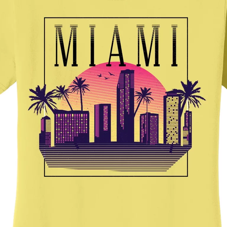 Miami Florida Retro Skyline Women's T-Shirt