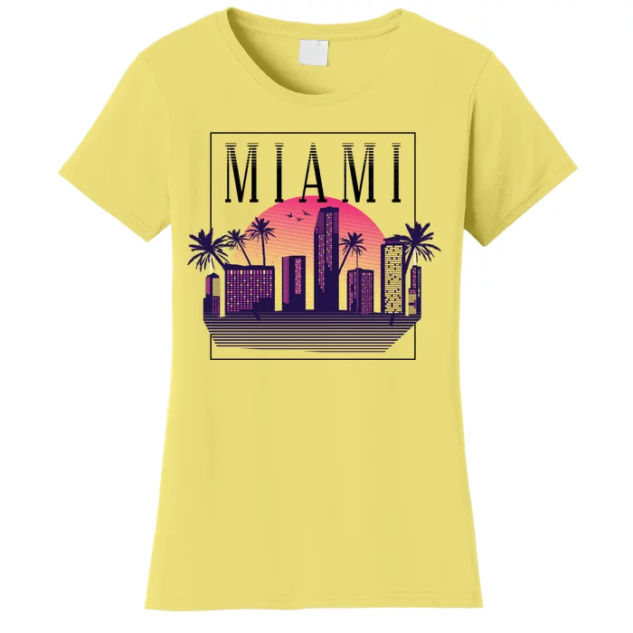 Miami Florida Retro Skyline Women's T-Shirt