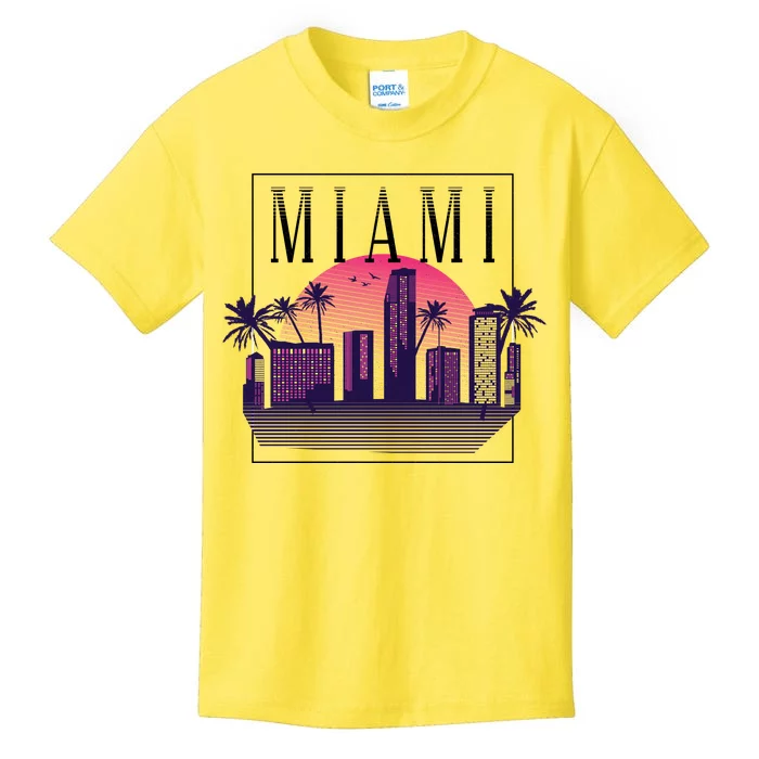 Miami Florida Retro Skyline Kids T-Shirt