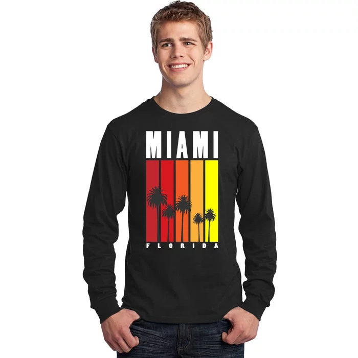 Miami Florida Vintage Stripes Tall Long Sleeve T-Shirt