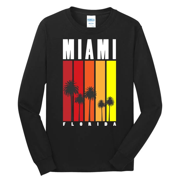 Miami Florida Vintage Stripes Tall Long Sleeve T-Shirt