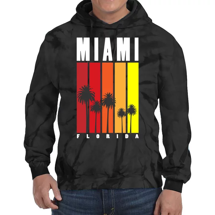 Miami Florida Vintage Stripes Tie Dye Hoodie