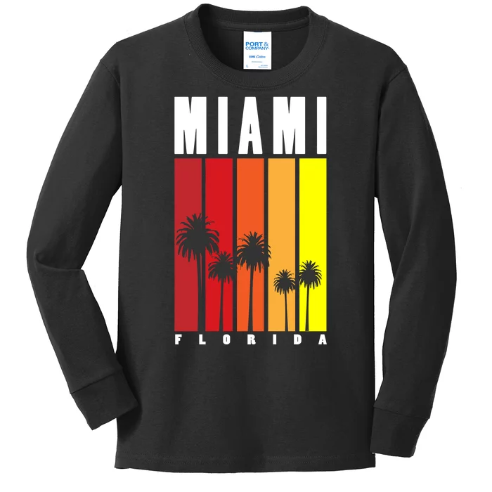 Miami Florida Vintage Stripes Kids Long Sleeve Shirt