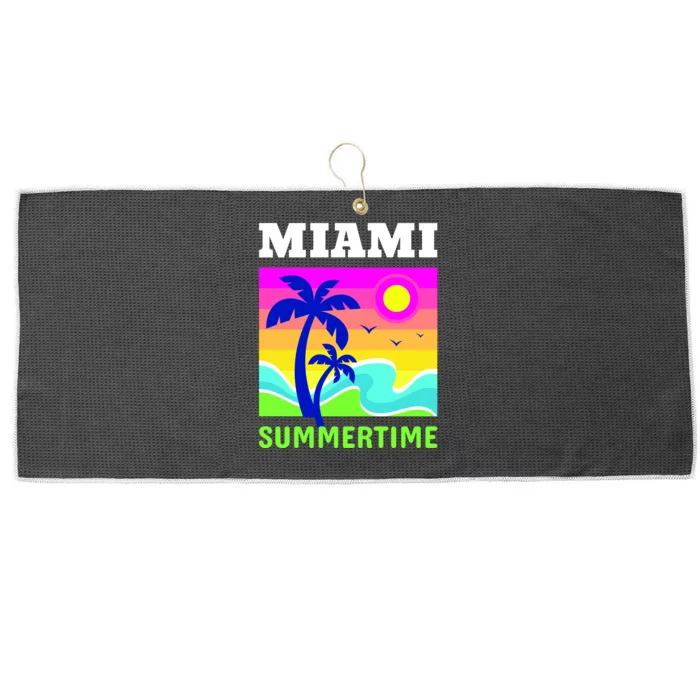 Miami Summertime Large Microfiber Waffle Golf Towel