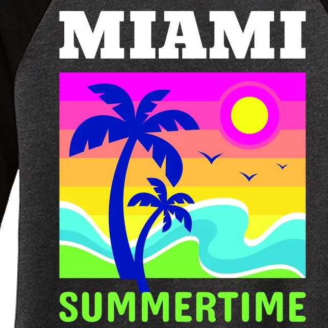 Miami Summertime Women's Tri-Blend 3/4-Sleeve Raglan Shirt