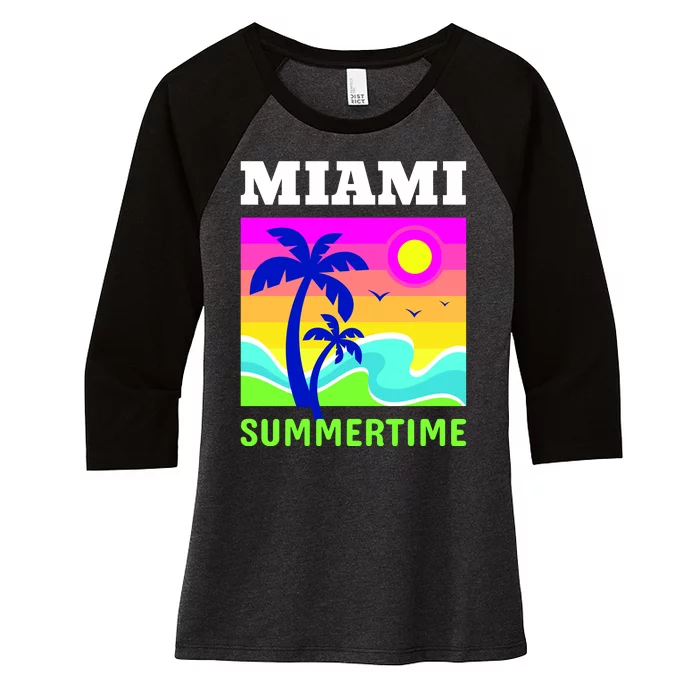 Miami Summertime Women's Tri-Blend 3/4-Sleeve Raglan Shirt