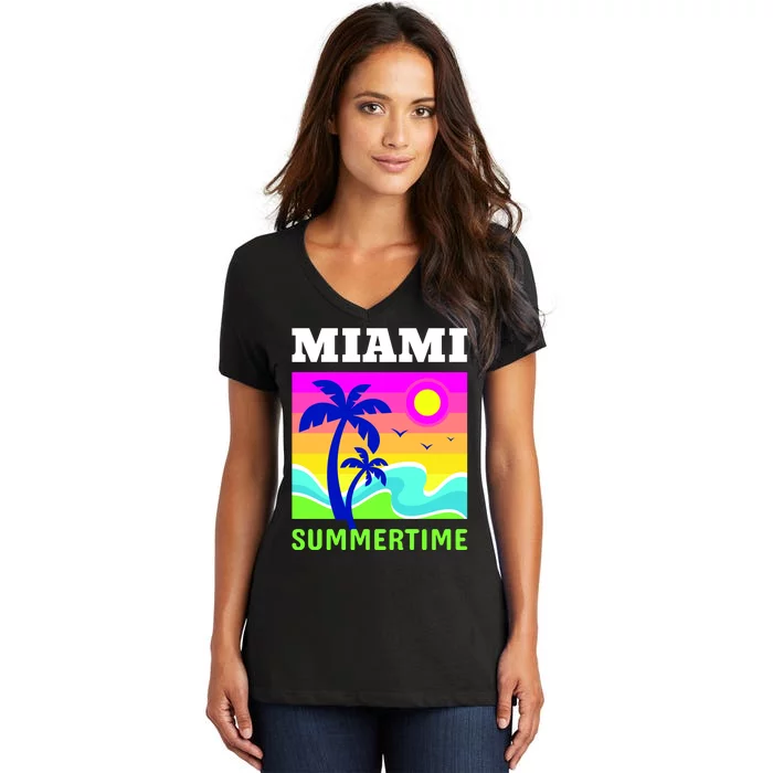 Miami Summertime Women's V-Neck T-Shirt