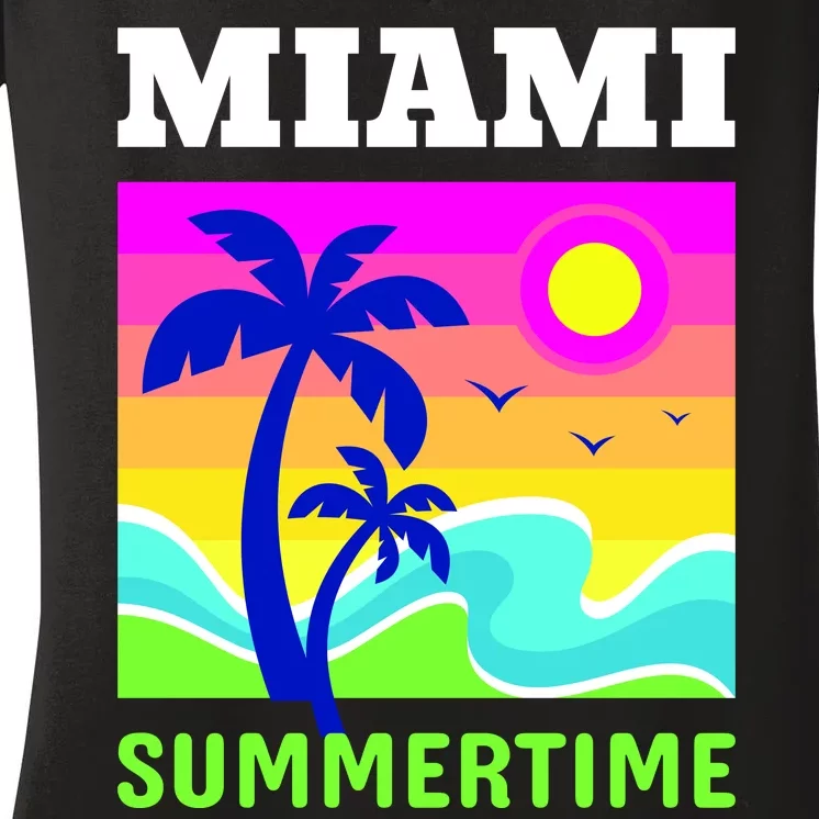 Miami Summertime Women's V-Neck T-Shirt