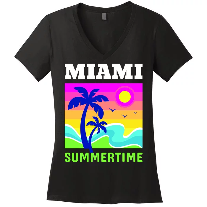 Miami Summertime Women's V-Neck T-Shirt