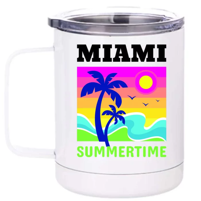 Miami Summertime Front & Back 12oz Stainless Steel Tumbler Cup