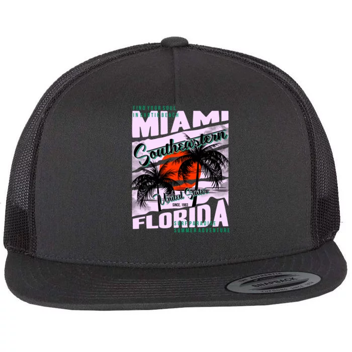 Miami Sunshine Florida Flat Bill Trucker Hat