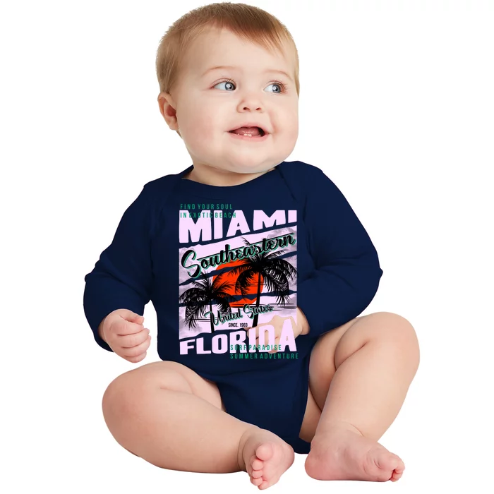 Miami Sunshine Florida Baby Long Sleeve Bodysuit