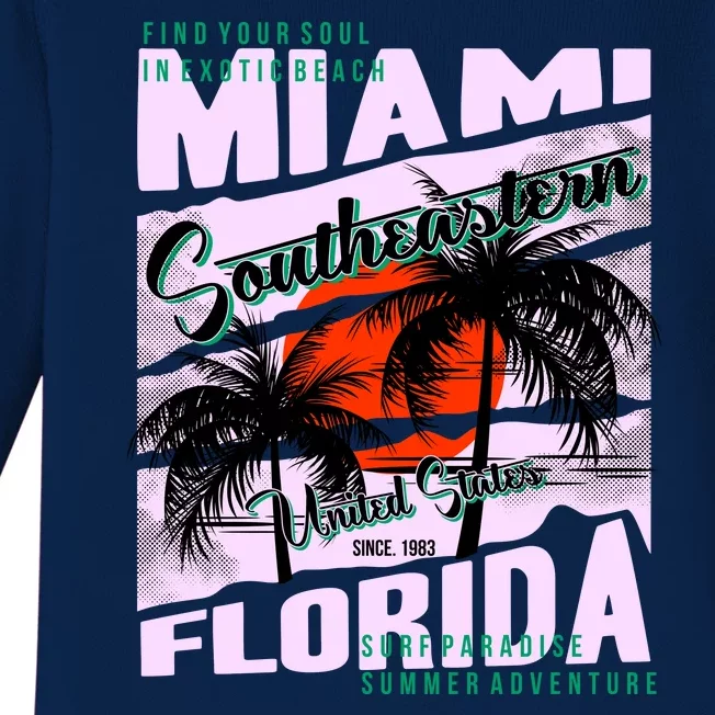 Miami Sunshine Florida Baby Long Sleeve Bodysuit