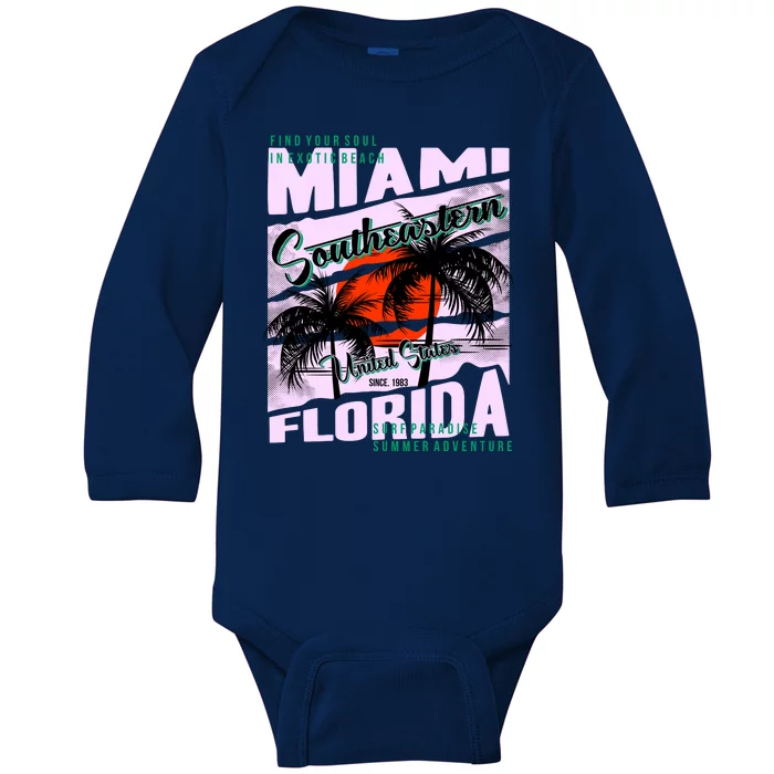 Miami Sunshine Florida Baby Long Sleeve Bodysuit