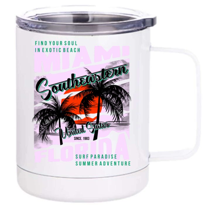 Miami Sunshine Florida Front & Back 12oz Stainless Steel Tumbler Cup