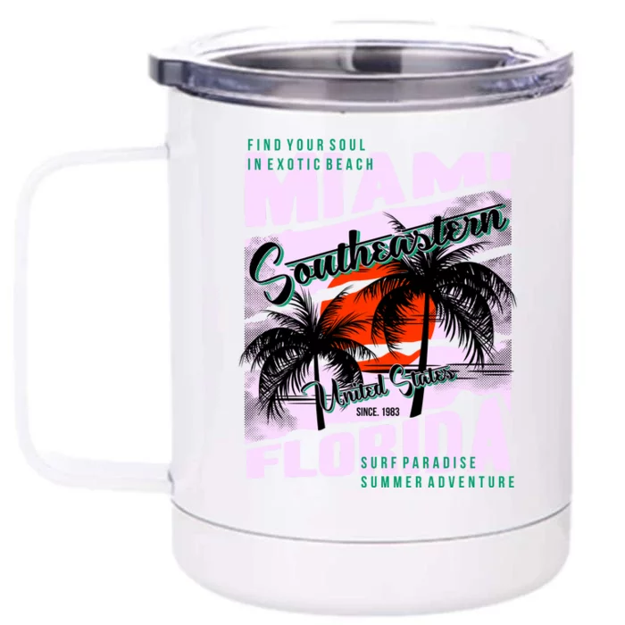 Miami Sunshine Florida Front & Back 12oz Stainless Steel Tumbler Cup