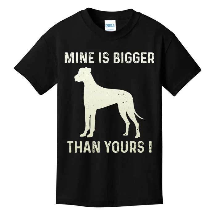 Mine Is Bigger Than Yours Fun Great Dane Dog German Mastiff Kids T-Shirt