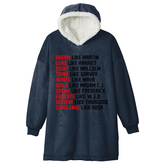 Men Inspirational Black History Influential Black Leaders Gift Hooded Wearable Blanket