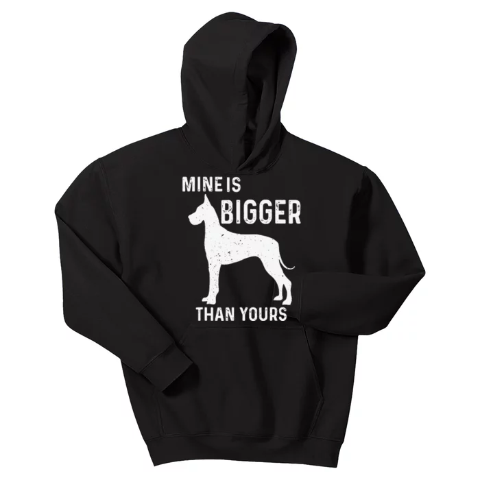 Mine Is Bigger Than Yours Funny Great Vintage Dane Dog Kids Hoodie