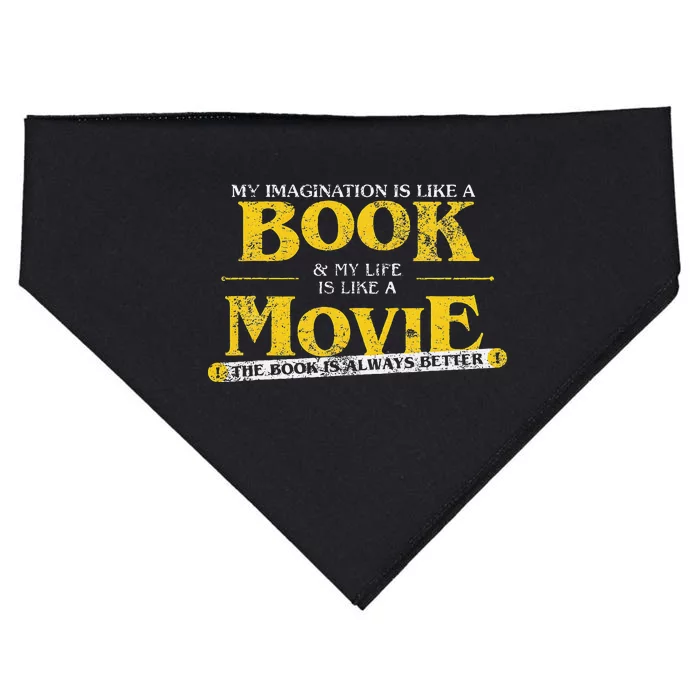 My Imagination Book My Life Movie Sarcastic Retro Book Lover USA-Made Doggie Bandana