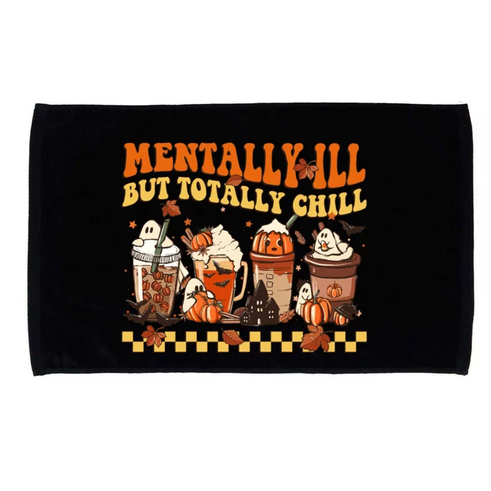 Mentally Ill But Totally Chill Horror Coffee Movie Halloween Microfiber Hand Towel