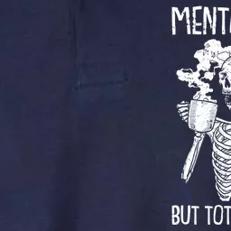 Mentally Ill But Totally Chill Skeleton Funny Softstyle Adult Sport Polo