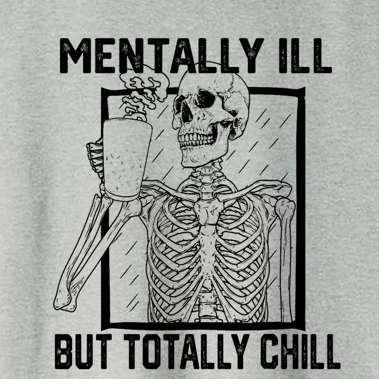 Mentally Ill But Totally Chill Halloween Skeleton Coffee Women's Crop Top Tee