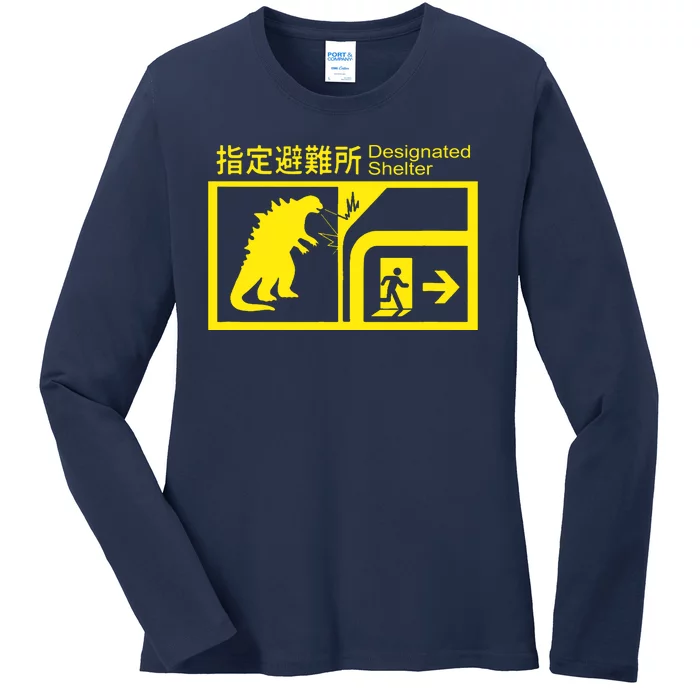 Monsterverse In Case Of Attack Ladies Long Sleeve Shirt