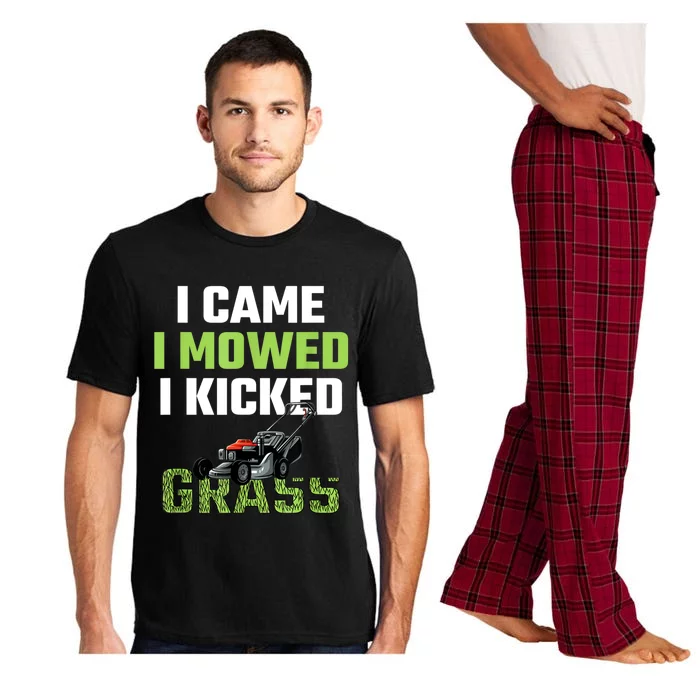 Mens I Came I Mowed I Kicked Grass Funny Lawn Mowing Gardener Pajama Set