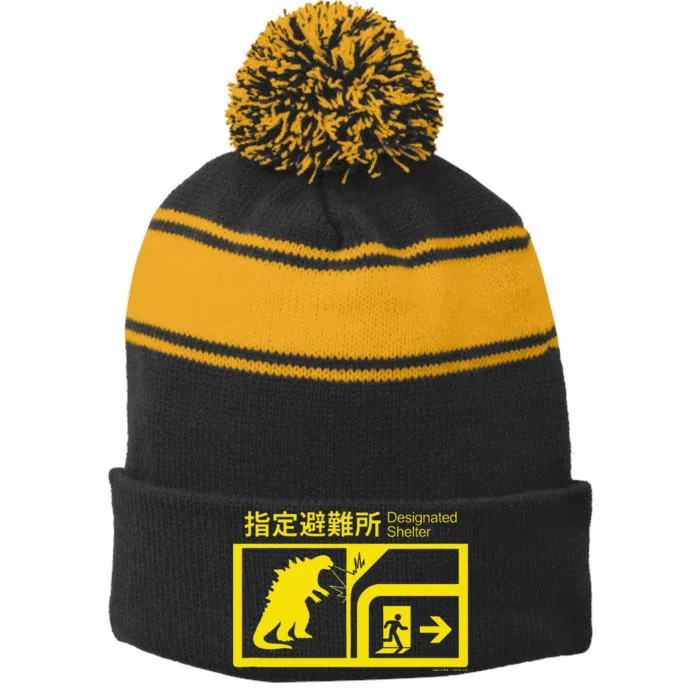 Monsterverse In Case Of Godzill.A Attack Stripe Pom Pom Beanie