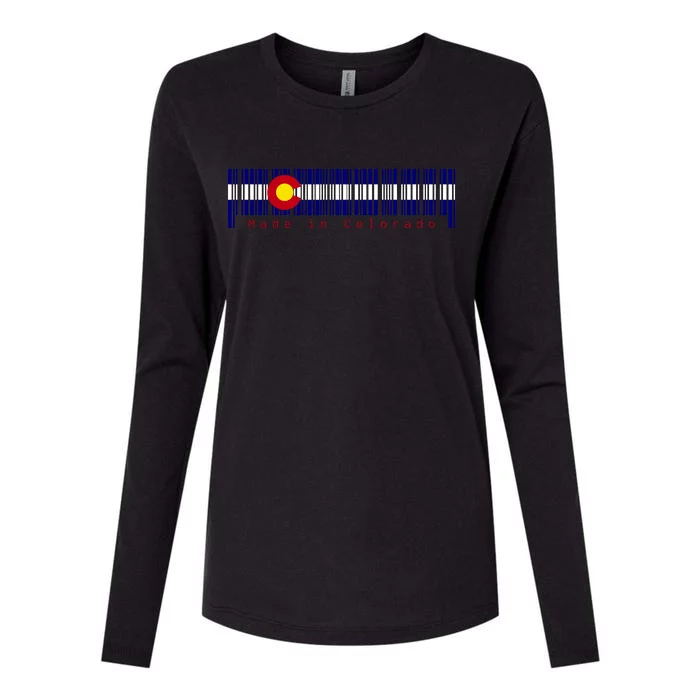 Made In Colorado Barcode Flag Womens Cotton Relaxed Long Sleeve T-Shirt