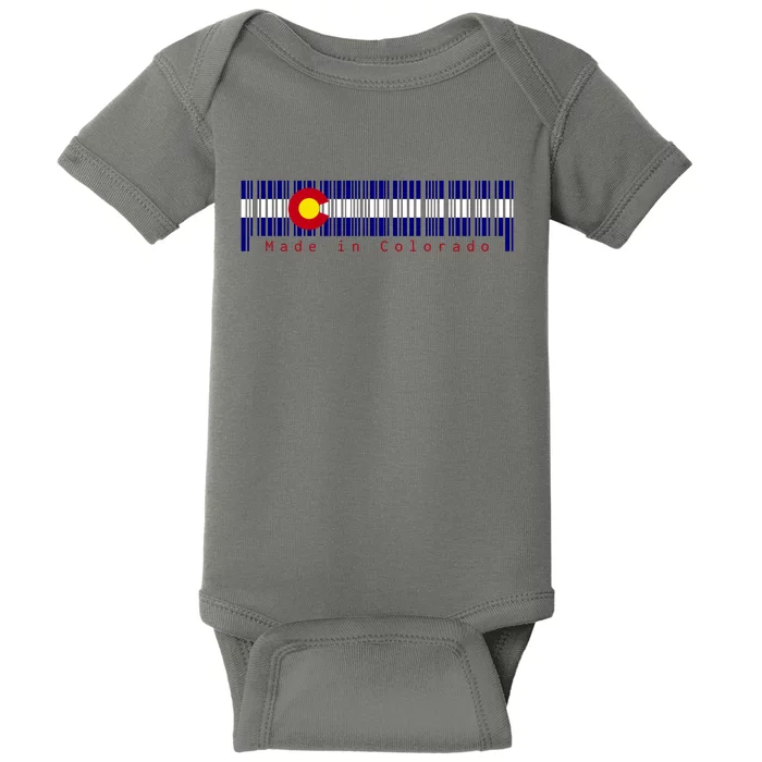 Made In Colorado Barcode Flag Baby Bodysuit