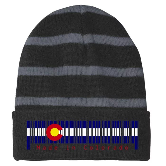 Made In Colorado Barcode Flag Striped Beanie with Solid Band