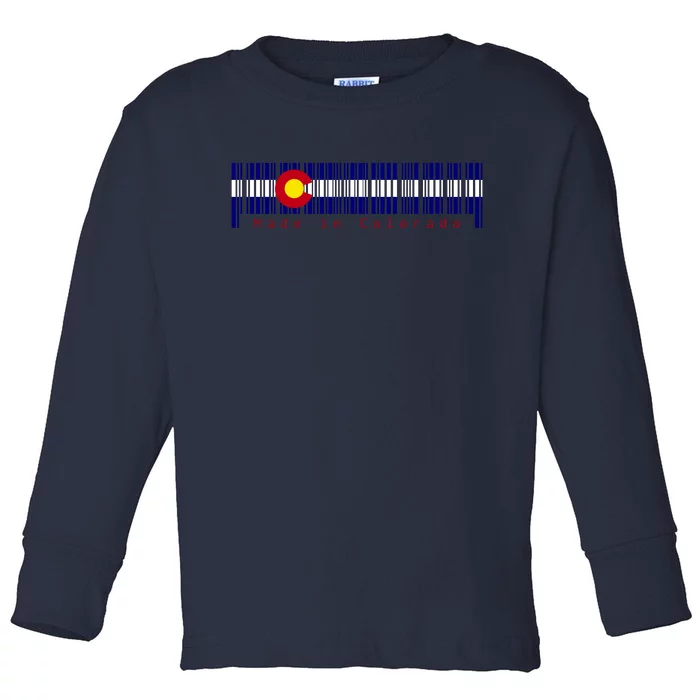 Made In Colorado Barcode Flag Toddler Long Sleeve Shirt