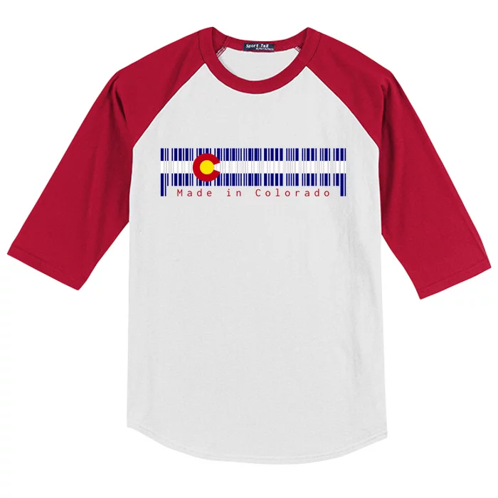 Made In Colorado Barcode Flag Kids Colorblock Raglan Jersey