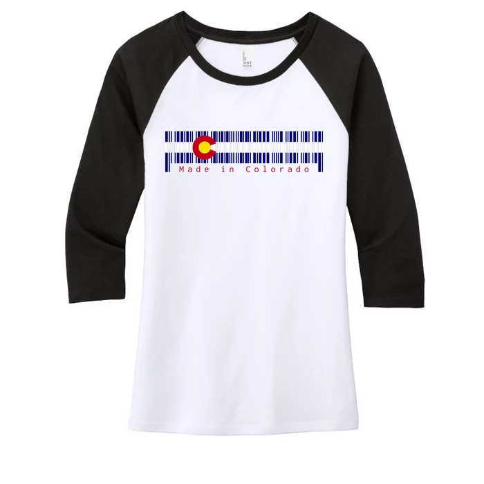 Made In Colorado Barcode Flag Women's Tri-Blend 3/4-Sleeve Raglan Shirt