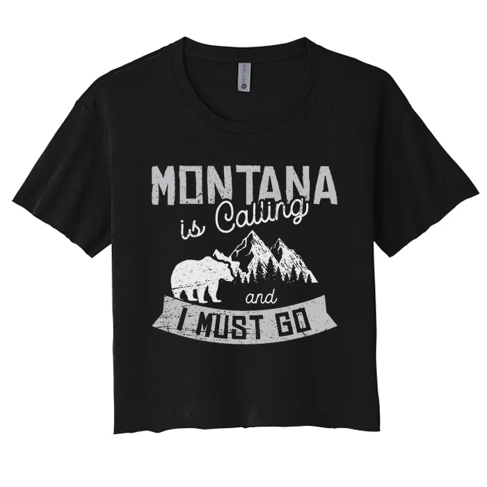 Montana Is Calling Big Sky Grizzly Wilderness Adventure Women's Crop Top Tee