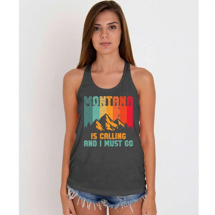 Montana Is Calling And I Must Go Mountain Vacation Women's Knotted Racerback Tank