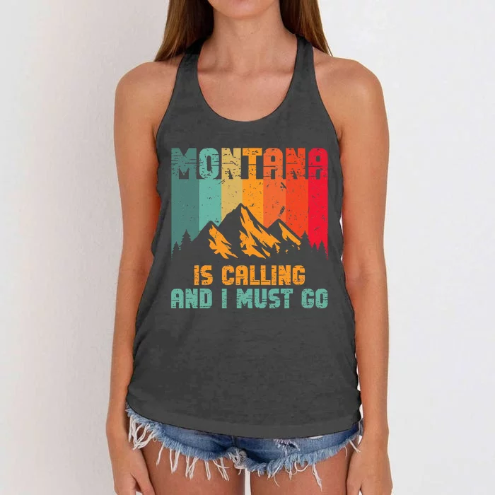 Montana Is Calling And I Must Go Mountain Vacation Women's Knotted Racerback Tank