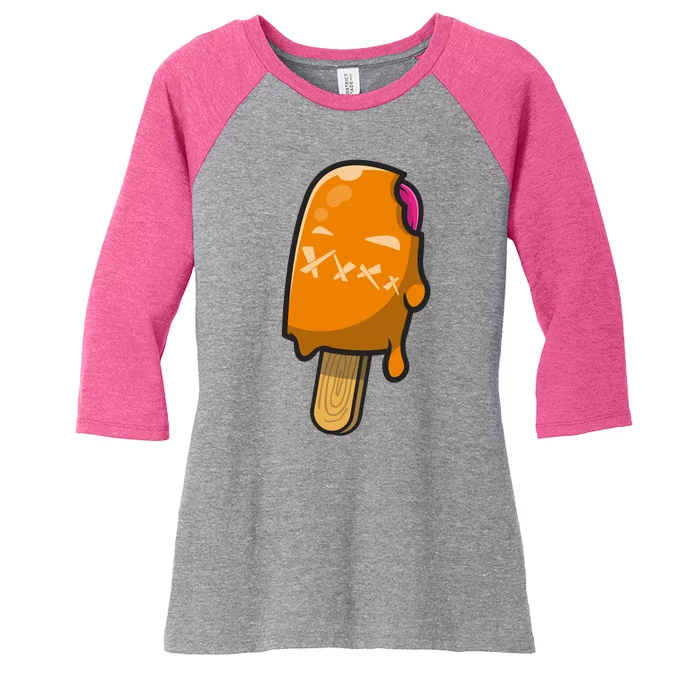 Mean Ice Cream Monster Women's Tri-Blend 3/4-Sleeve Raglan Shirt