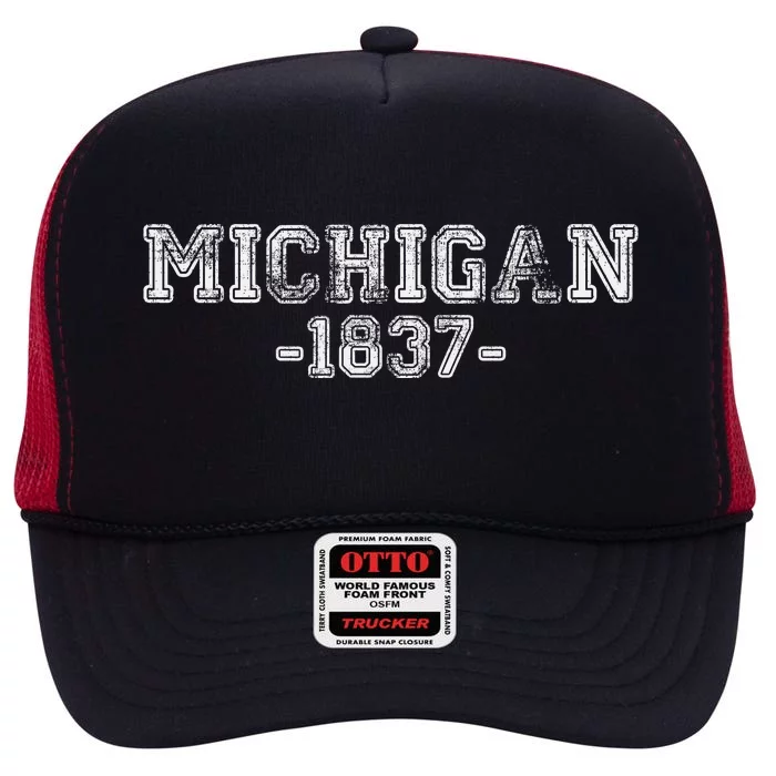 Michigan 1837 Retro High Crown Mesh Trucker Hat