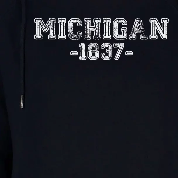 Michigan 1837 Retro Womens Funnel Neck Pullover Hood