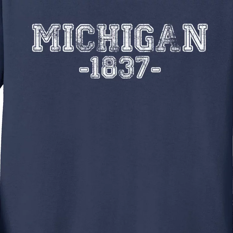 Michigan 1837 Retro Kids Long Sleeve Shirt