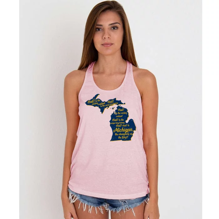 Michigan Fight Song College Sports Fan Women's Knotted Racerback Tank