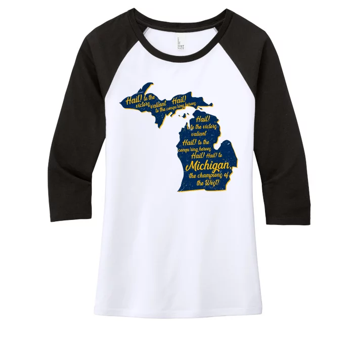 Michigan Fight Song College Sports Fan Women's Tri-Blend 3/4-Sleeve Raglan Shirt