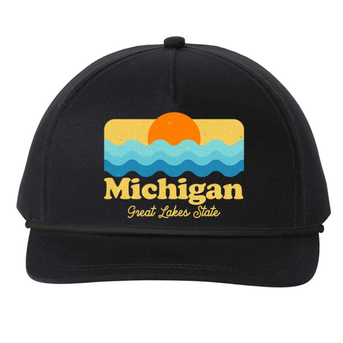 Michigan Great Lakes State Retro Sun Lake Snapback Five-Panel Rope Hat