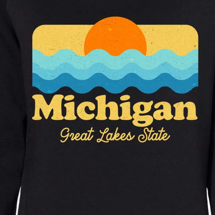 Michigan Great Lakes State Retro Sun Lake Womens California Wash Sweatshirt