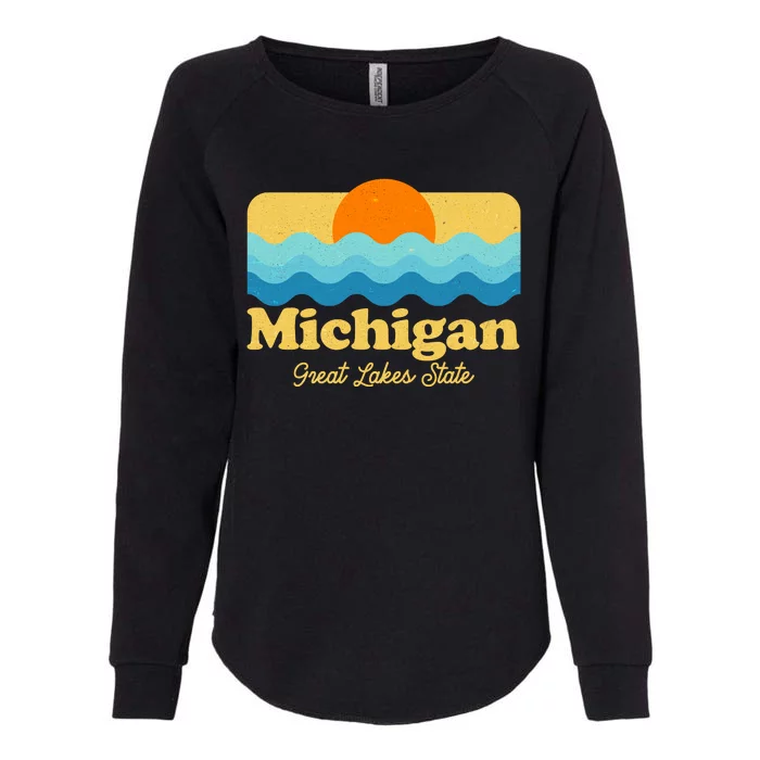 Michigan Great Lakes State Retro Sun Lake Womens California Wash Sweatshirt