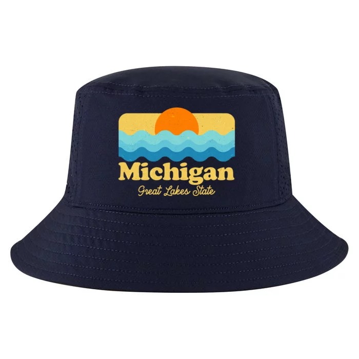 Michigan Great Lakes State Retro Sun Lake Cool Comfort Performance Bucket Hat